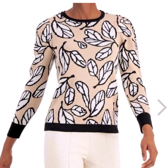 PUFF SLEEVE SWEATER. ANNE KLEIN PULLOVER SWEATER PINK AND JACQUARD. SIZE XL - Picture 15 of 16